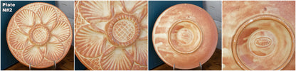 1960s French Vintage BARBOTINE Orange Yellow Oyster Shellfish Huître Plate with 6 Wells  LONGCHAMP Made in France