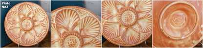 1960s French Vintage BARBOTINE Orange Yellow Oyster Shellfish Huître Plate with 6 Wells  LONGCHAMP Made in France