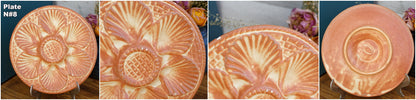 1960s French Vintage BARBOTINE Orange Yellow Oyster Shellfish Huître Plate with 6 Wells  LONGCHAMP Made in France