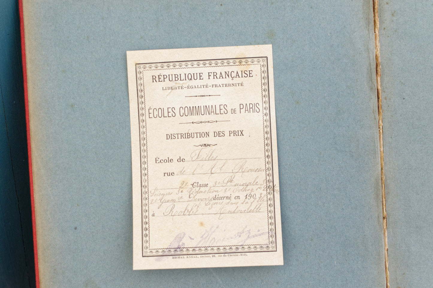 1903 by Ancienne Librairie Furne Combet et Cie Editeurs (5, Rue Palatin PARIS).  Republique Francaise - Ville de Paris Prix Municapal 