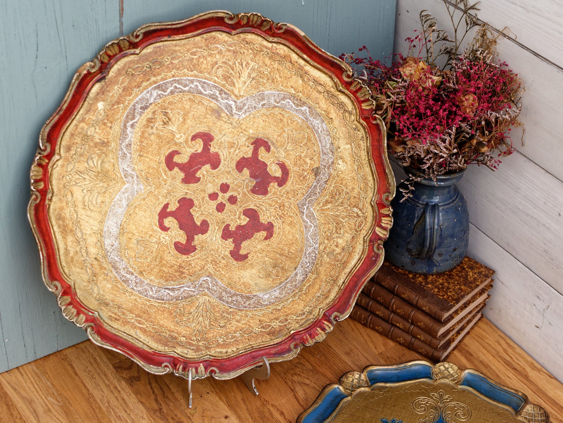 Florentine Style Tray Set Italian Vintage Wooden Decorative Serving Pieces