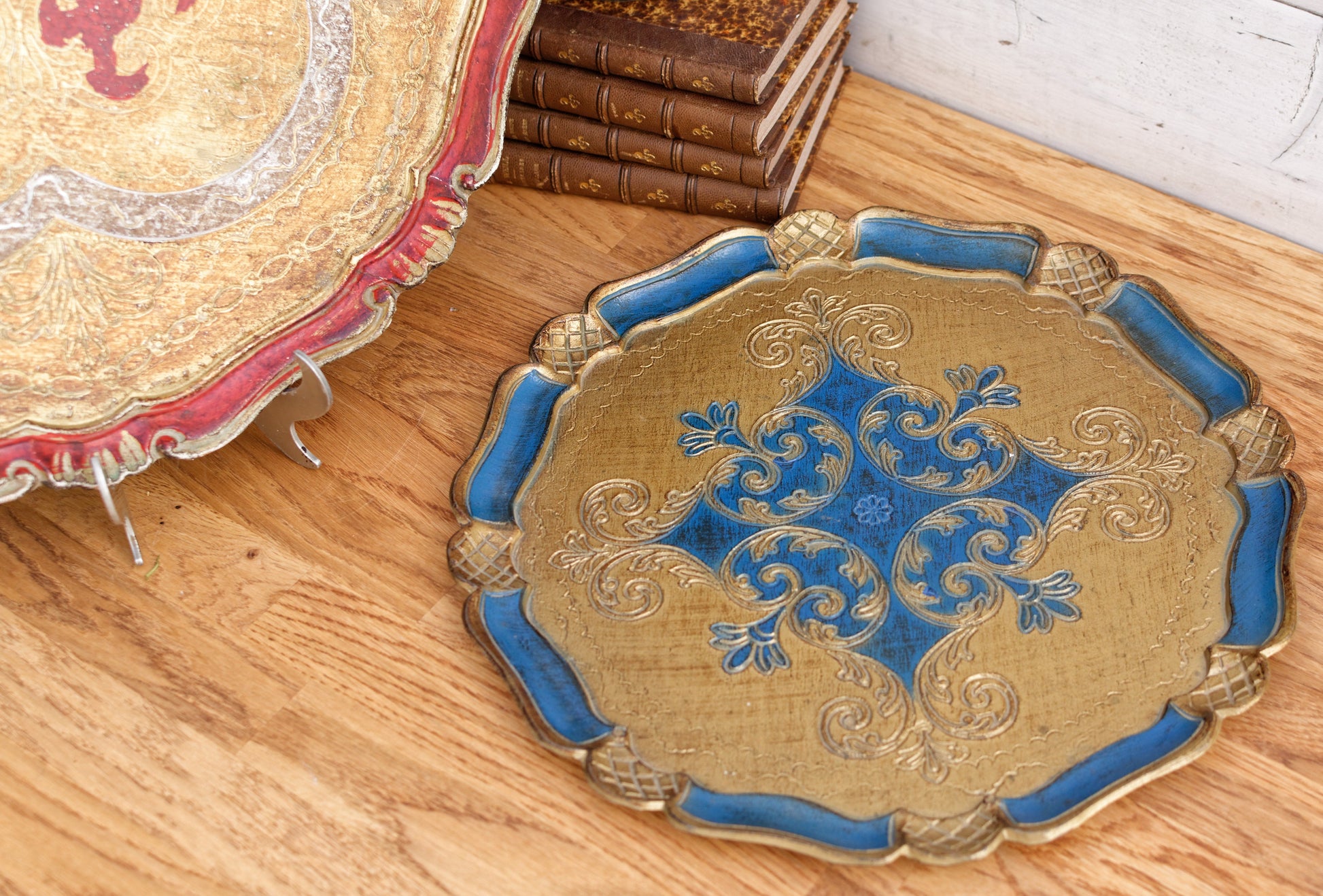 Florentine Style Tray Set Italian Vintage Wooden Decorative Serving Pieces