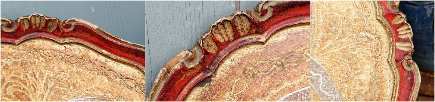 Florentine Style Tray Set Italian Vintage Wooden Decorative Serving Pieces