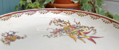 WATTEAU Sarreguemines U&C French Antique Ironstone Polychrome Fruit Plate Comptoir Terre de Fer