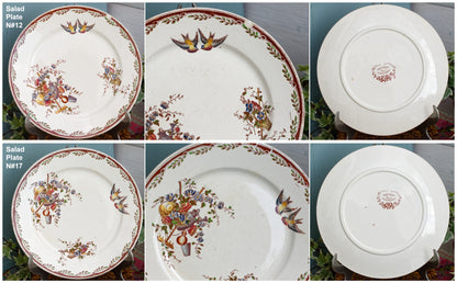 French Antique Ironstone Polychrome Plate Watteau Motif Sarreguemines U&C Terre de Fer Faience