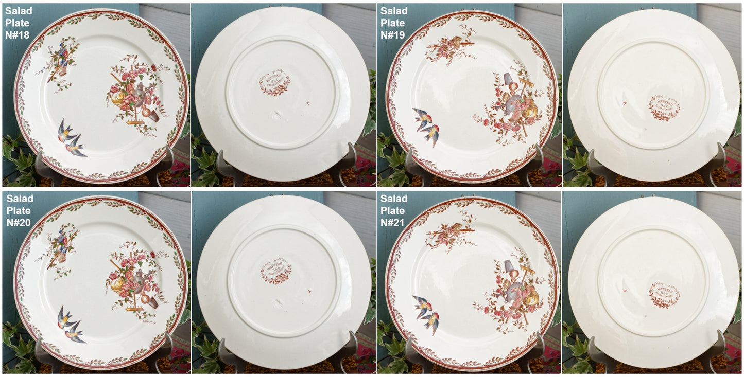 French Antique Ironstone Polychrome Plate Watteau Motif Sarreguemines U&C Terre de Fer Faience