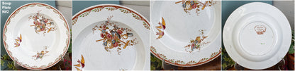 French Antique Ironstone Polychrome Plate Watteau Motif Sarreguemines U&C Terre de Fer Faience