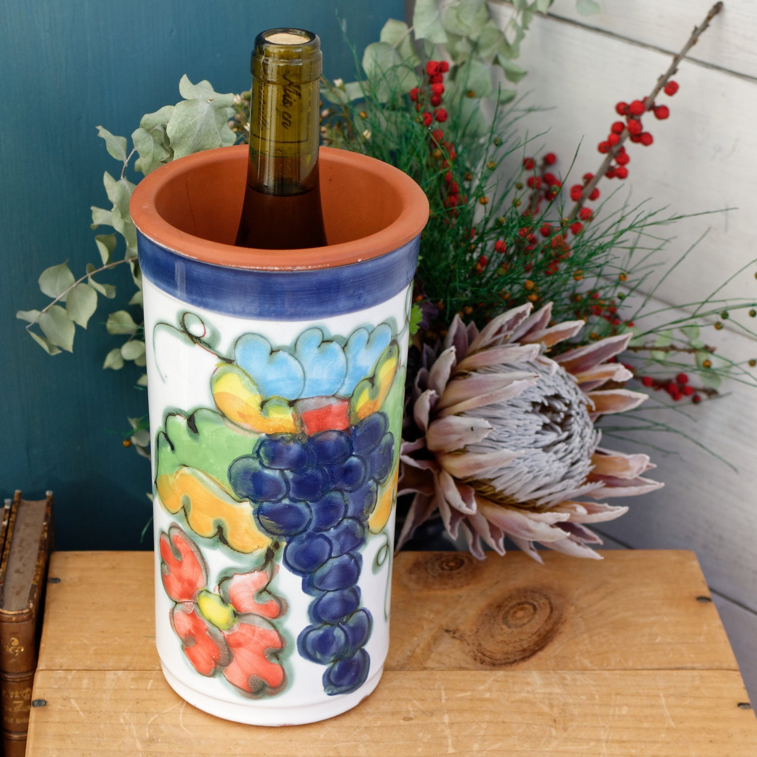 French Vintage Ceramic Terre Cuite Wine Chiller Cooler Block French Seau à Bouteille