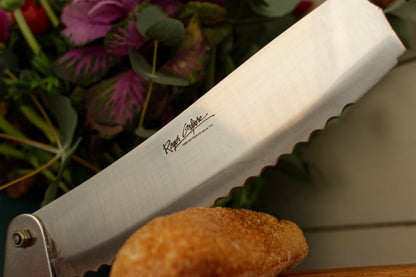 French Vintage Wooden Bread Slicer with Crumb Collector & Hinged Stainless Steel Knife  by Roger Orfevre Coupe Pain Ramasse Miettes en Bois Baguette Slicer Guillotine