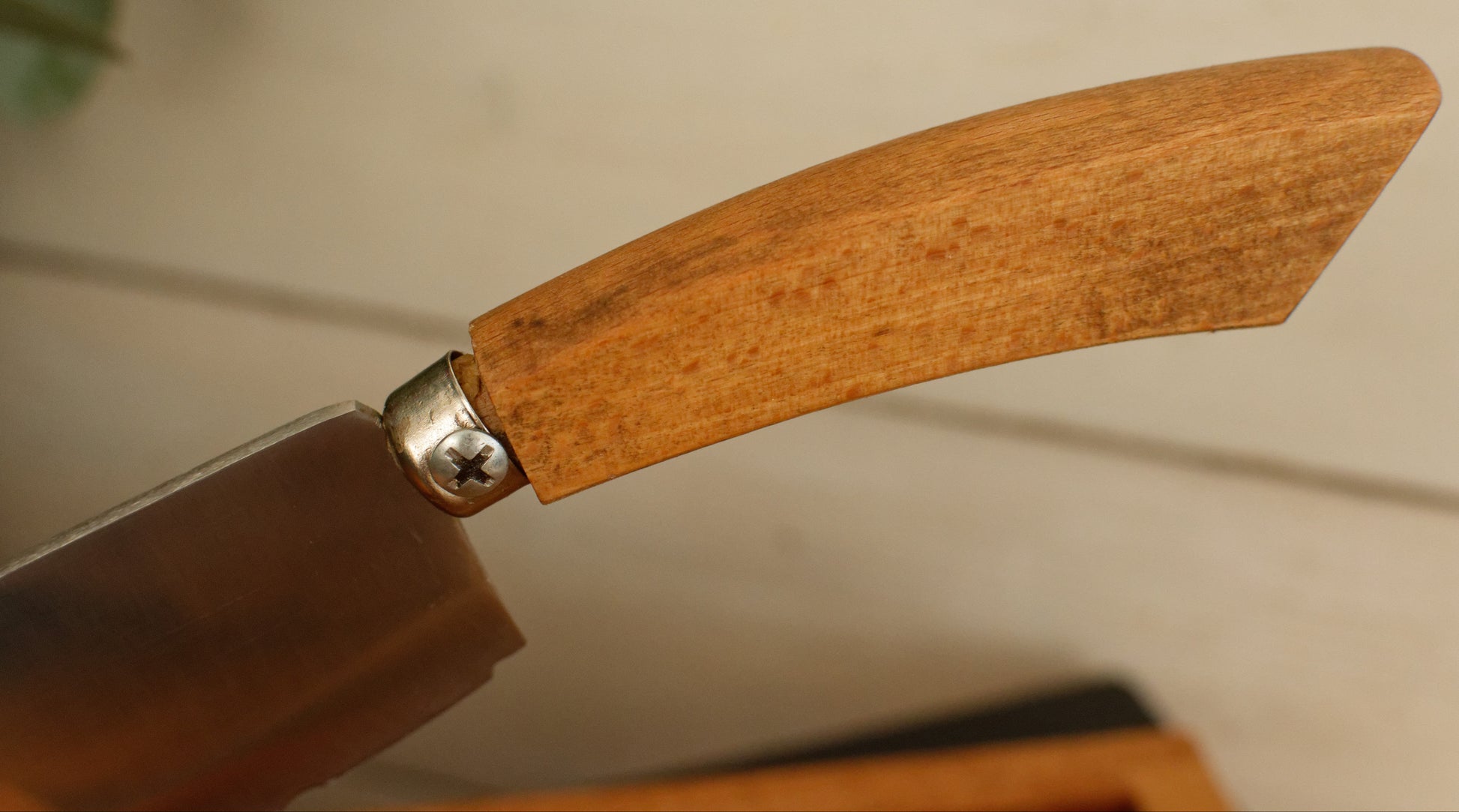 French Vintage Wooden Bread Slicer with Crumb Collector & Hinged Stainless Steel Knife  by Roger Orfevre Coupe Pain Ramasse Miettes en Bois Baguette Slicer Guillotine