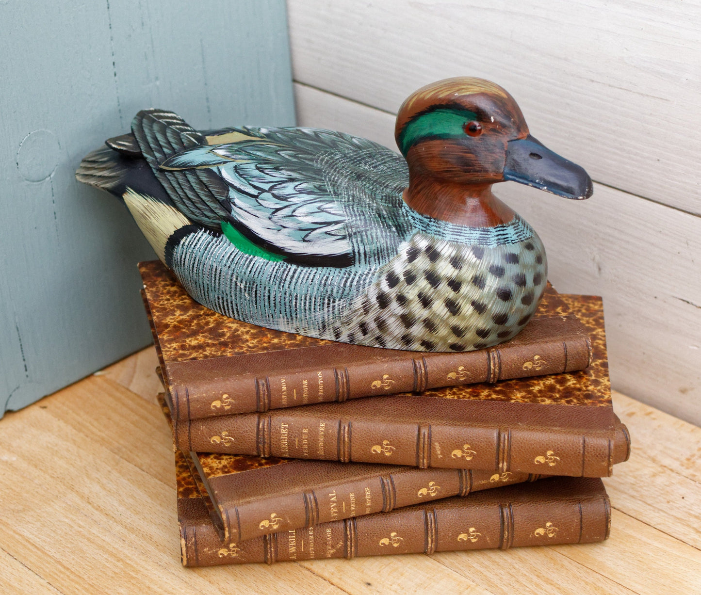 French Vintage Collectible Hand-Carved Wooden Duck ~ Folk Art Decoy Figurine