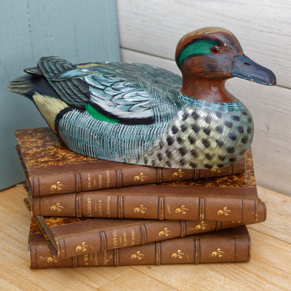 French Vintage Collectible Hand-Carved Wooden Duck ~ Folk Art Decoy Figurine