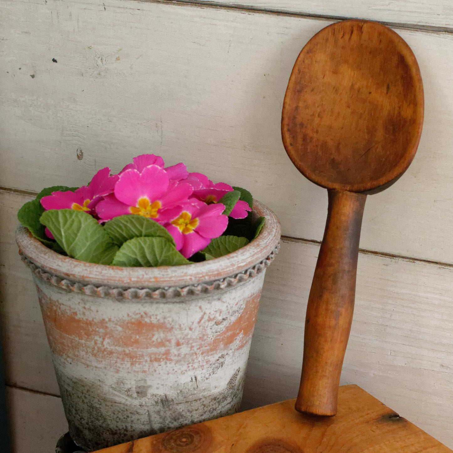 French Vintage Wooden Butter Making Spoon Paddle Cuillère Spatule à Beurre en Boia Antique Farmhouse Kitchen Decor