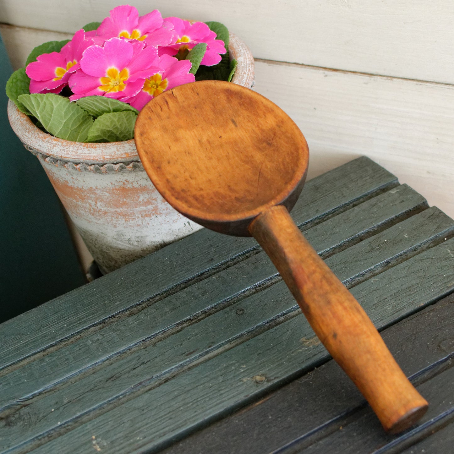 French Vintage Wooden Butter Making Spoon Paddle Cuillère Spatule à Beurre en Boia Antique Farmhouse Kitchen Decor