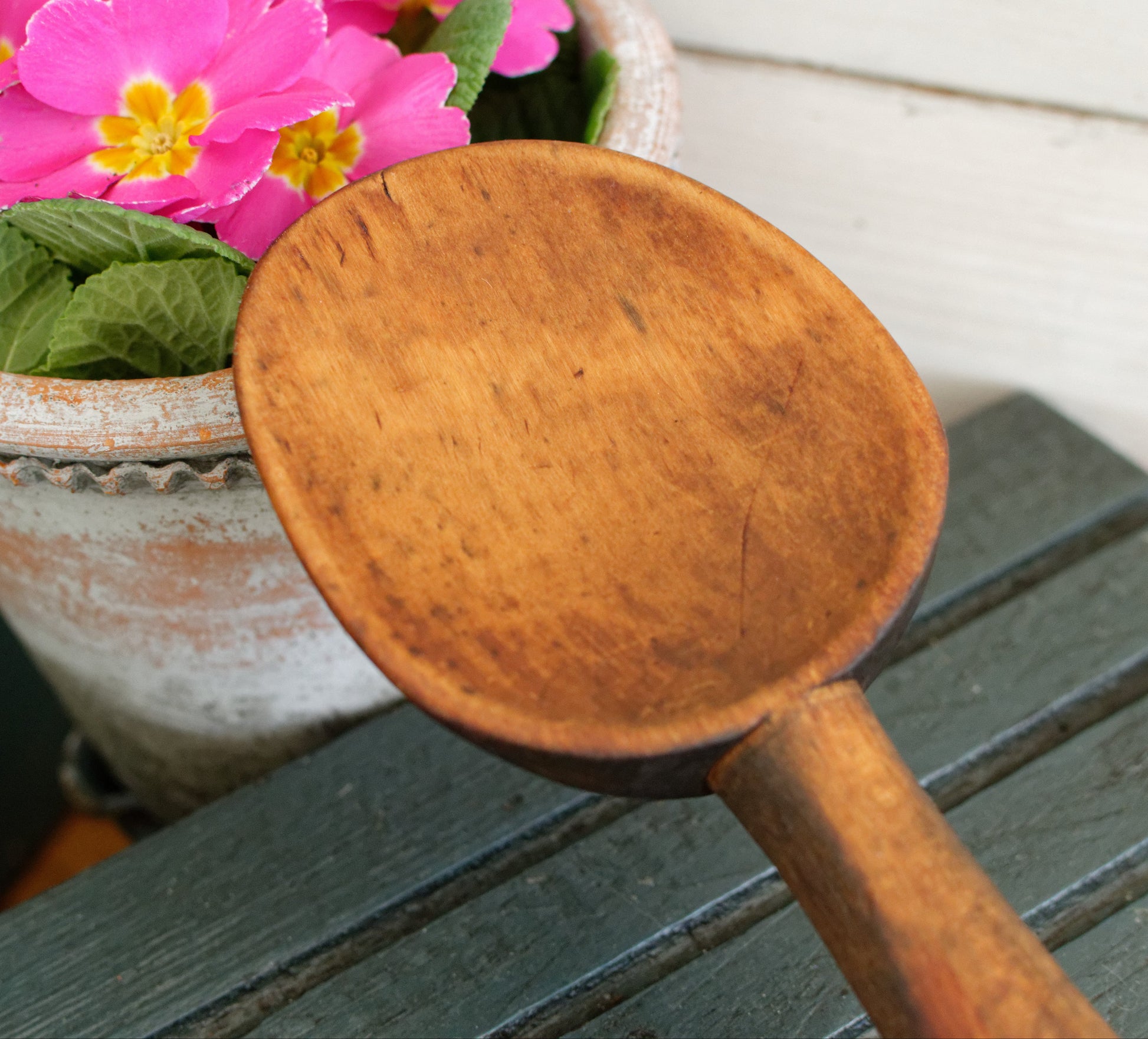 French Vintage Wooden Butter Making Spoon Paddle Cuillère Spatule à Beurre en Boia Antique Farmhouse Kitchen Decor
