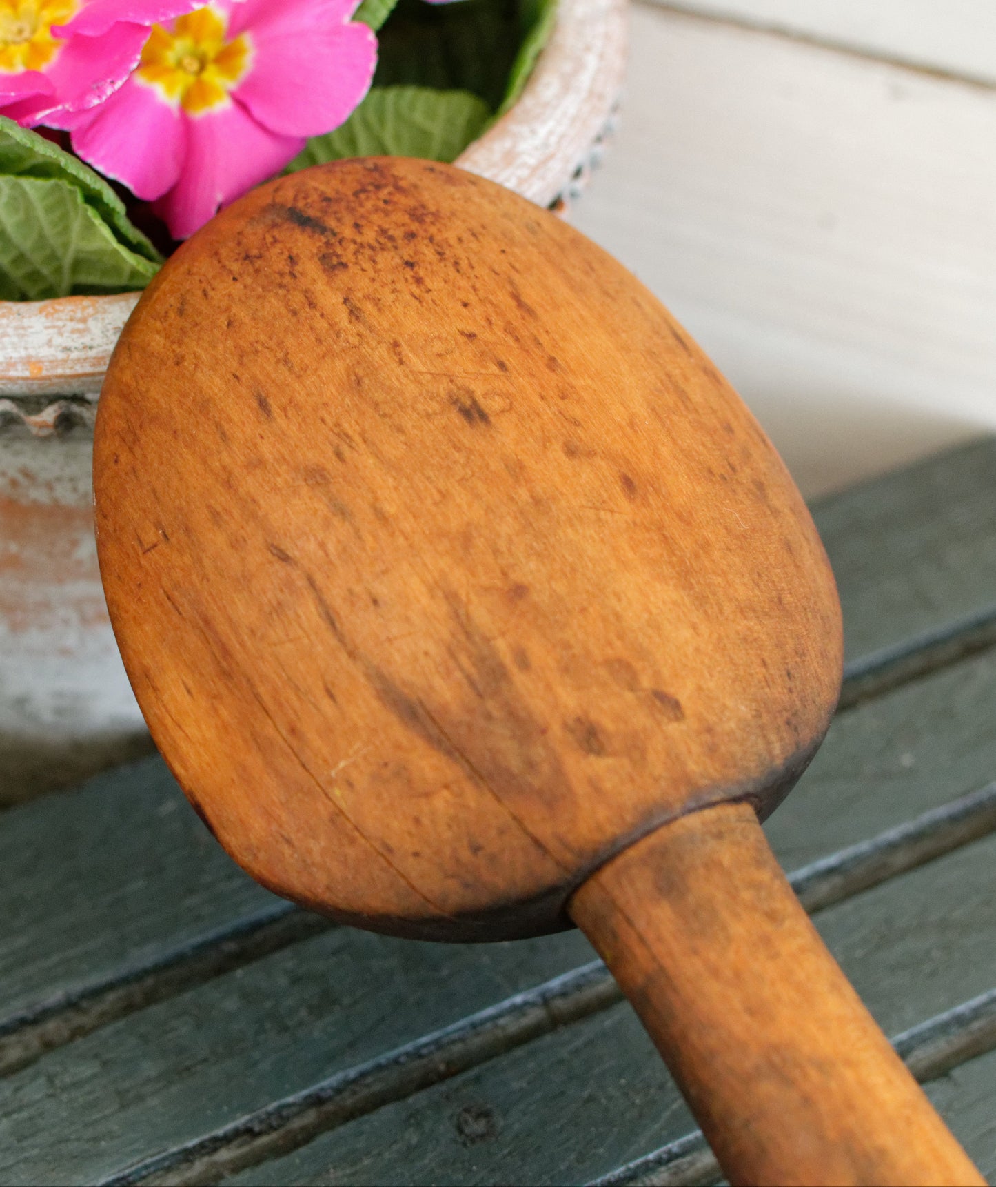 French Vintage Wooden Butter Making Spoon Paddle Cuillère Spatule à Beurre en Boia Antique Farmhouse Kitchen Decor