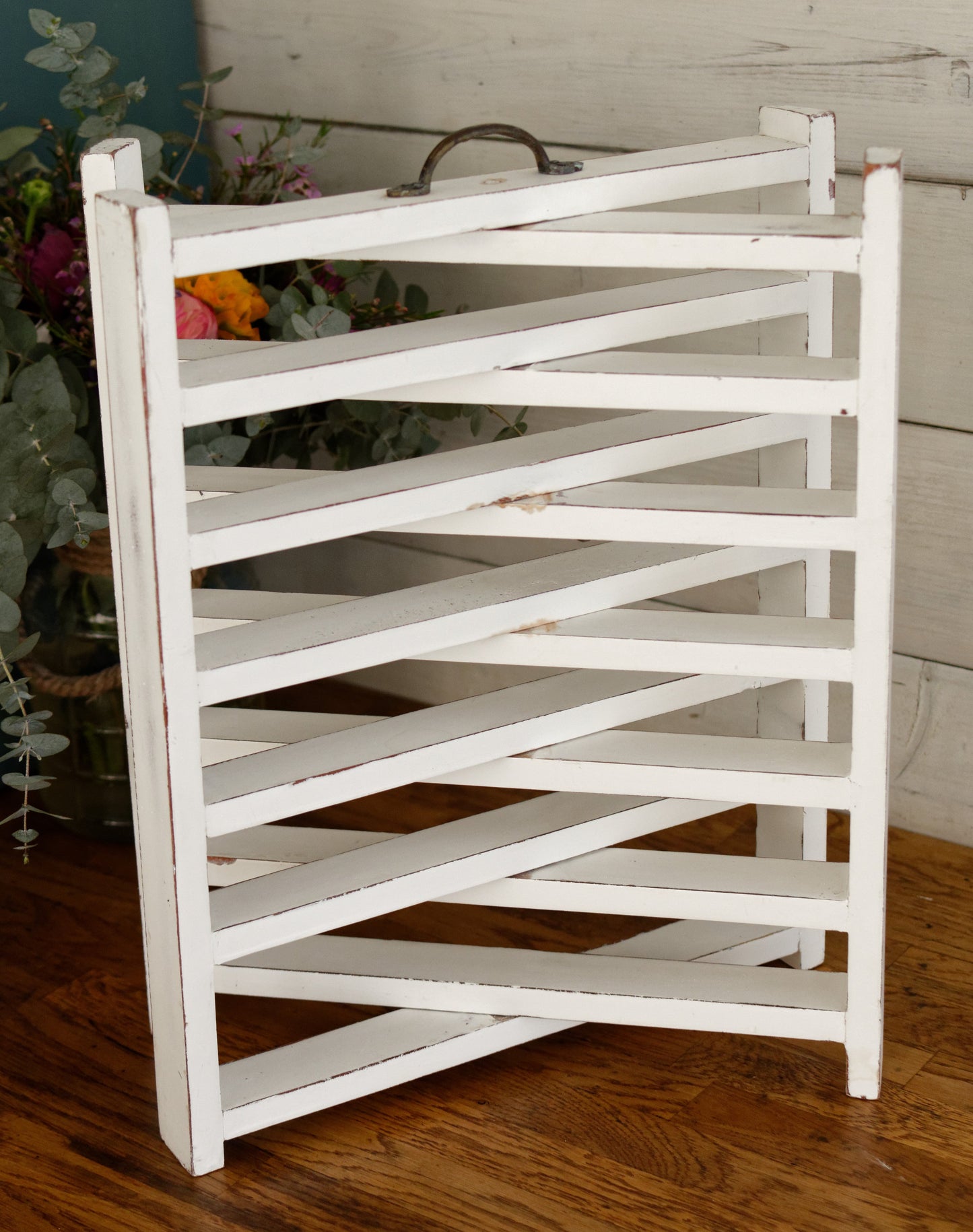 French Vintage Wooden 6 Tier Folding Bakery Pie Pastry Cooling Rack Présentoir à Patisserie Gâteaux en Bois