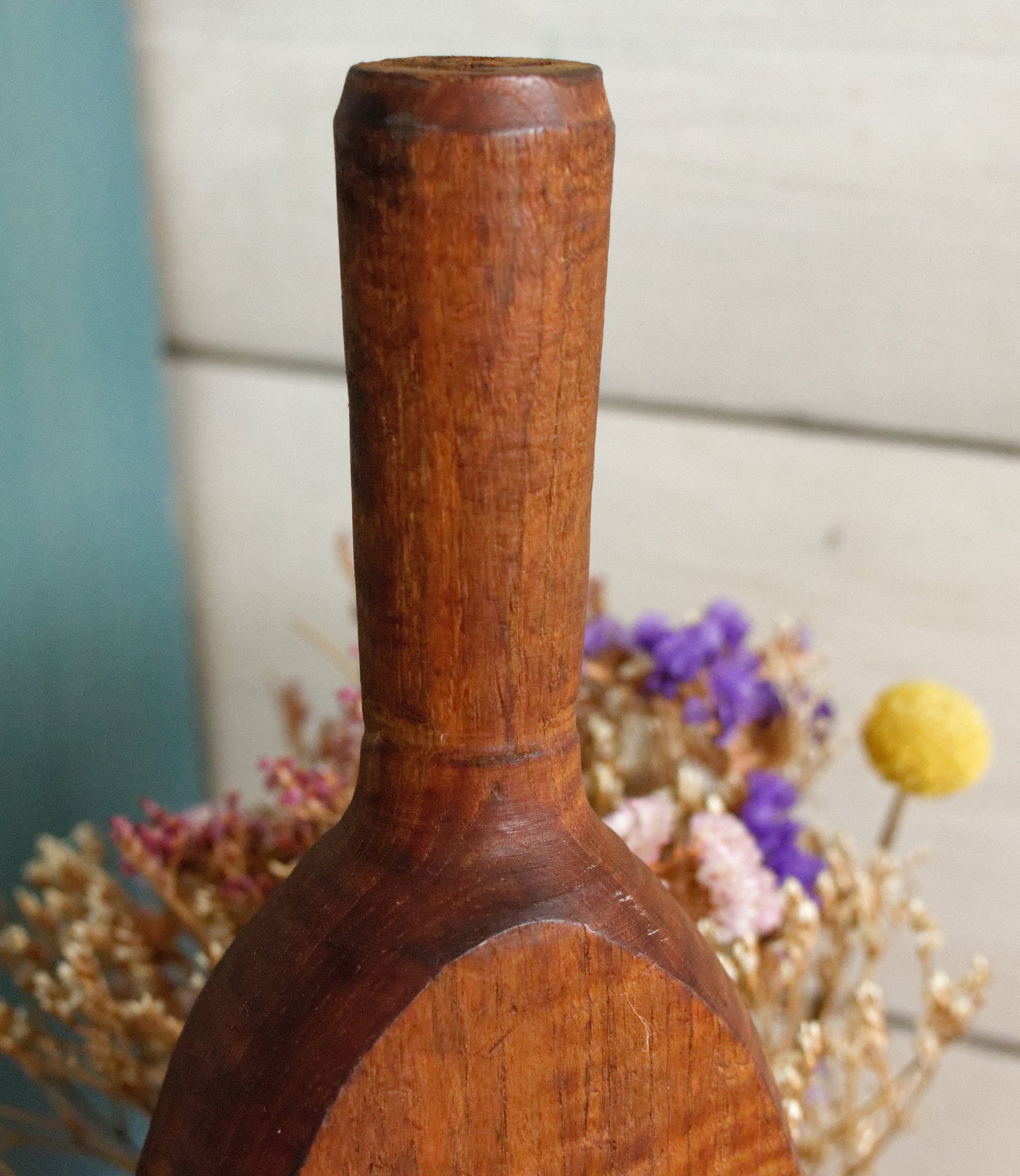 French Antique Wooden Hand-Carved Butter Mold (Mould) Stamp Embossed Scene Design