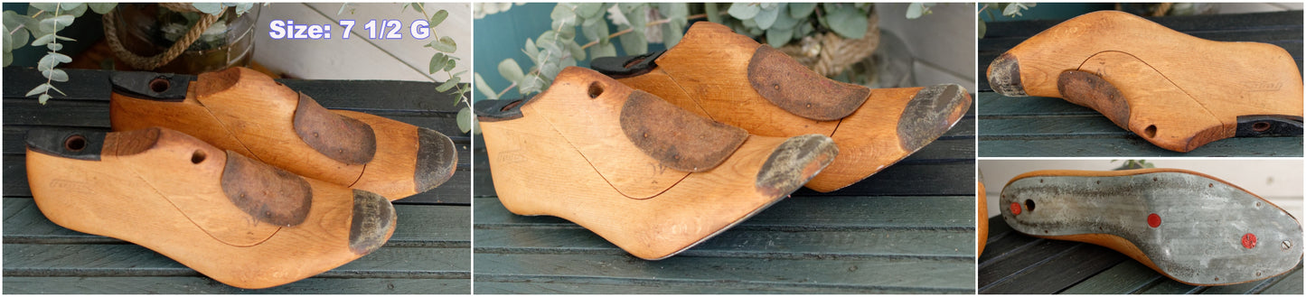 FAGUS Factory Pair of Vintage Hand-Crafted Collectible Wooden Cobbler Shoe Lasts Forms Molds (Moulds) Stretchers "Moule à chaussures vintage en bois" Made in Alfelt Germany