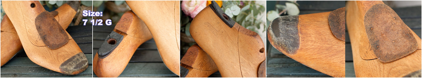 FAGUS Factory Pair of Vintage Hand-Crafted Collectible Wooden Cobbler Shoe Lasts Forms Molds (Moulds) Stretchers "Moule à chaussures vintage en bois" Made in Alfelt Germany