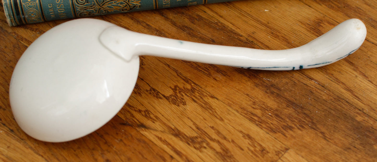 French Vintage Ironstone Small Serving Spoon Ladle Louche a Sauce  Faience Terre de Fer