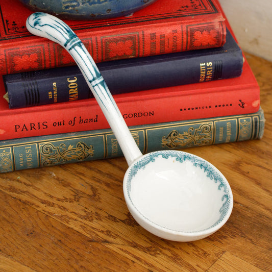 French Vintage Ironstone Small Serving Spoon Ladle Louche a Sauce  Faience Terre de Fer