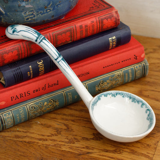 French Vintage Ironstone Small Serving Spoon Ladle Louche a Sauce  Faience Terre de Fer