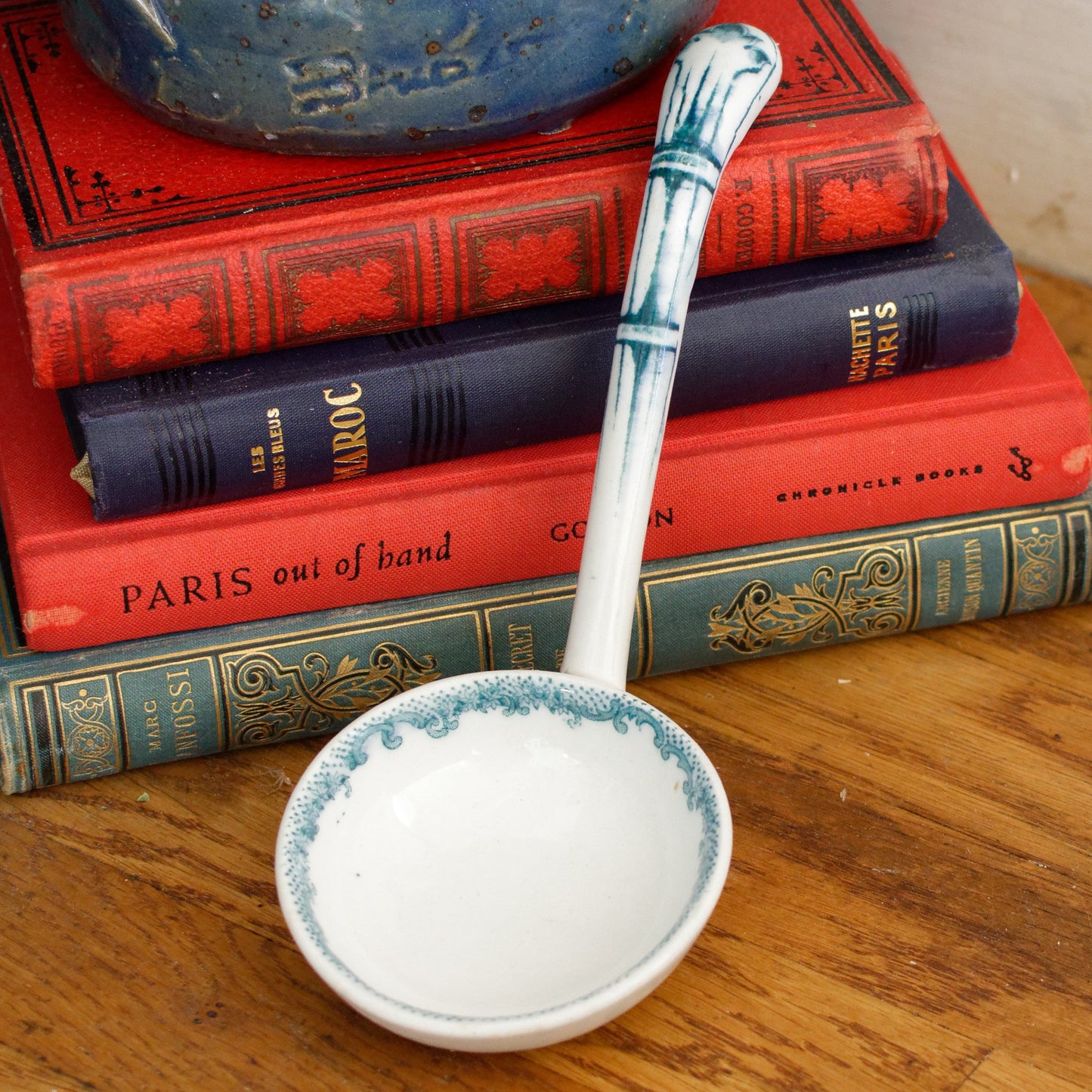 French Vintage Ironstone Small Serving Spoon Ladle Louche a Sauce  Faience Terre de Fer