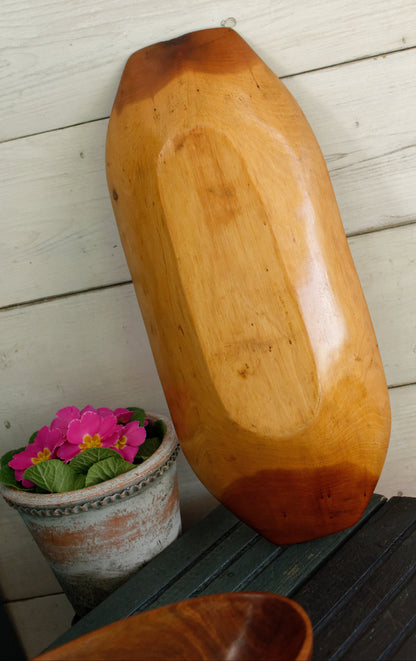French Vintage Wooden Dough Bread Bowl Set of 2 Primitive Farmhouse Rustic Kitchen Decor