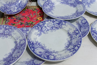 1890s ~ "JARDINIERE" Sarreguemines U&C ~ French Antique Ironstone Lavender Transferware Small Plate ~ Terre de Fer Faience