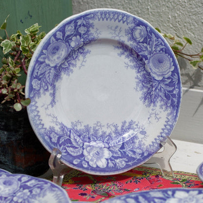 1890s ~ "JARDINIERE" Sarreguemines U&C ~ French Antique Ironstone Lavender Transferware Small Plate ~ Terre de Fer Faience
