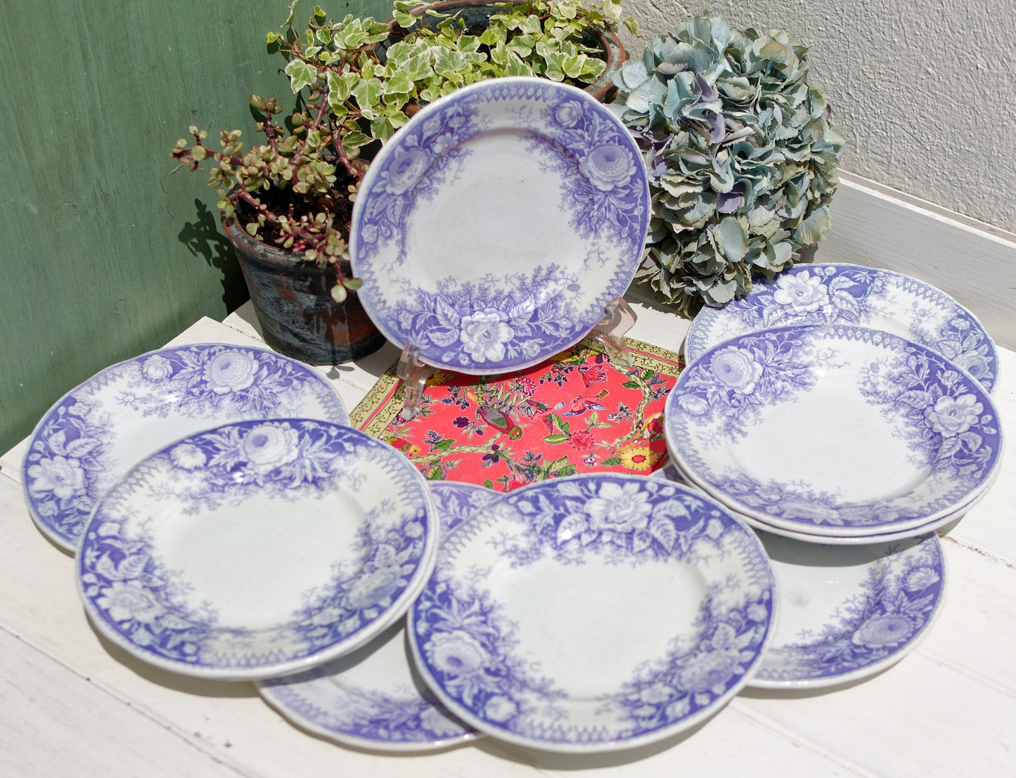 1890s ~ "JARDINIERE" Sarreguemines U&C ~ French Antique Ironstone Lavender Transferware Small Plate ~ Terre de Fer Faience