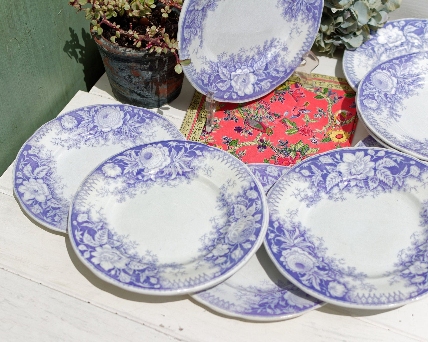 1890s ~ "JARDINIERE" Sarreguemines U&C ~ French Antique Ironstone Lavender Transferware Small Plate ~ Terre de Fer Faience