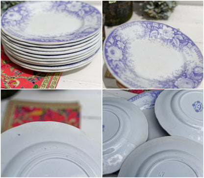 1890s ~ "JARDINIERE" Sarreguemines U&C ~ French Antique Ironstone Lavender Transferware Small Plate ~ Terre de Fer Faience