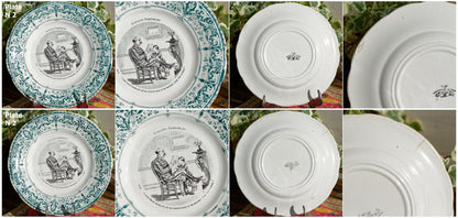 French Ironstone Talking Plate Enfants Terrible L.M & Cie - DEPOSE ~ CREIL et MONTEREAU Terre de Fer