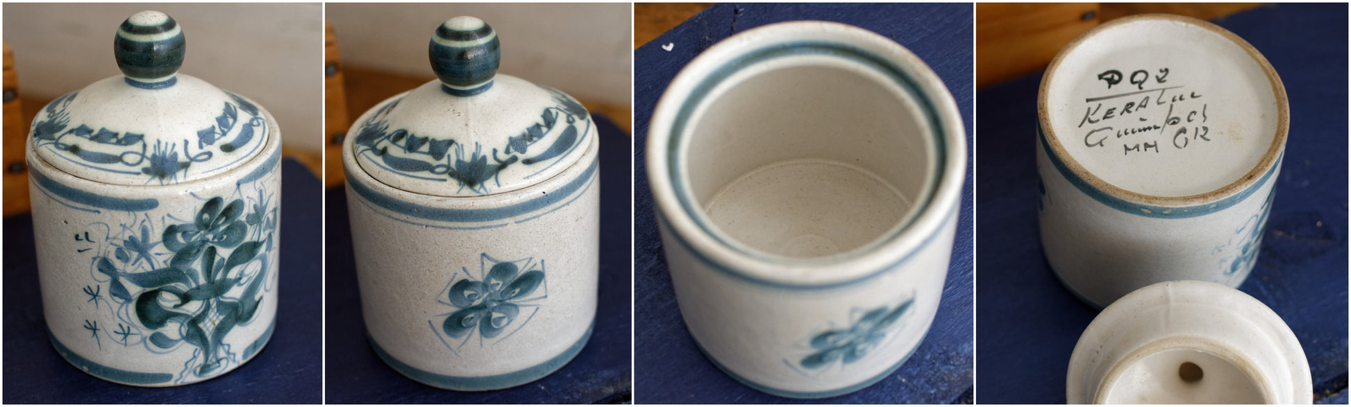 KERALUC Quimper French Vintage Breton Handmade Glazed Stoneware Coffee Tea Service Faïencerie of Kéraluc Earthenware Artist Signed