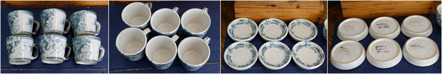 KERALUC Quimper French Vintage Breton Handmade Glazed Stoneware Coffee Tea Service Faïencerie of Kéraluc Earthenware Artist Signed