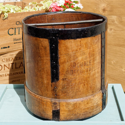 French Antique Wooden Grain measuring bucket Double Decalitre Mesure à grains ancienne