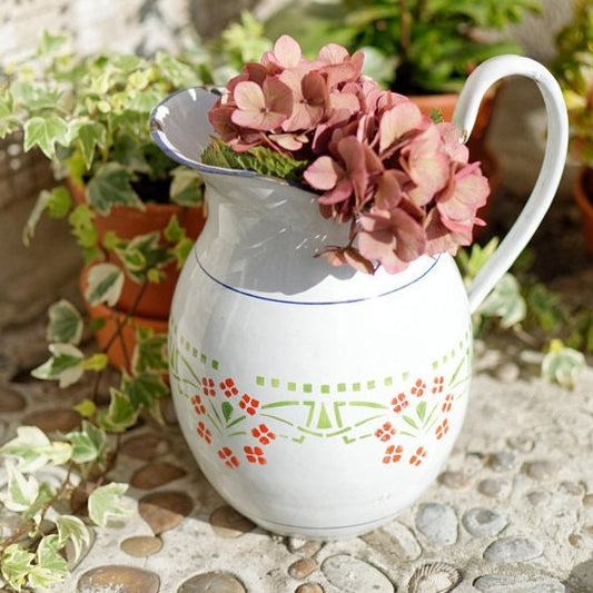 French Enamel Floral Pitcher