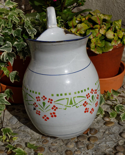 French Enamel Floral Pitcher