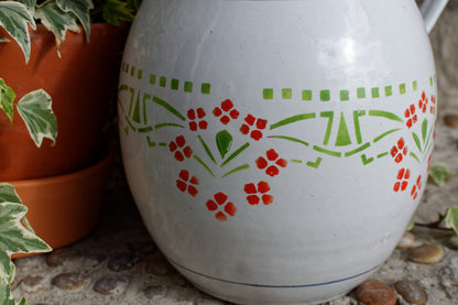 French Enamel Floral Pitcher