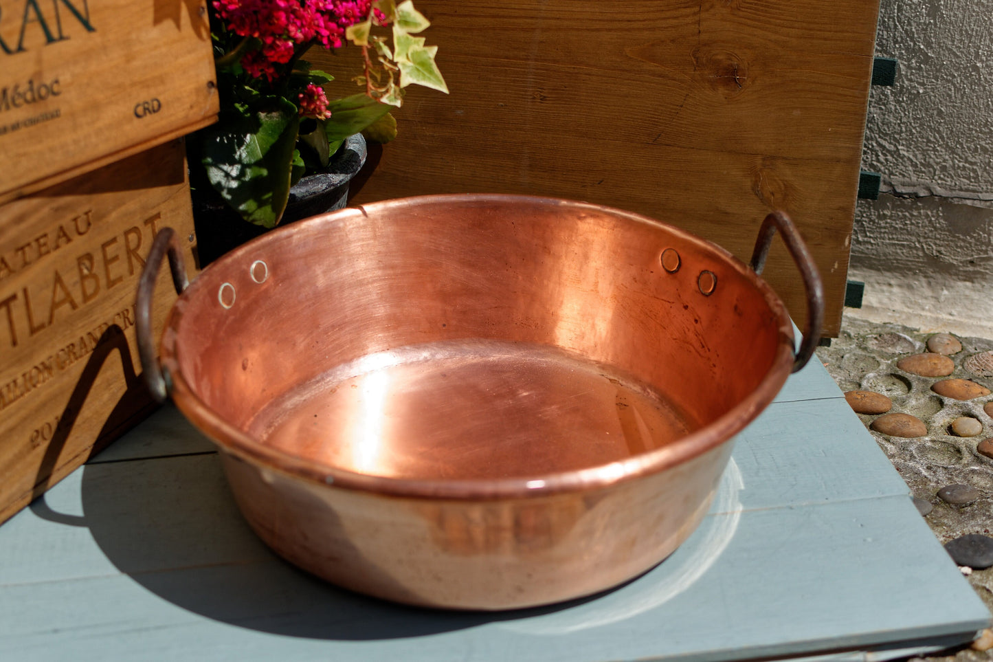 1930s ~ French Vintage COPPER Artisanal Pot ~ Antique French Roll Top Rim Copper Pan ~ Cuivre Jam Pan ~ Confiture Pan ~ Decorative Pot