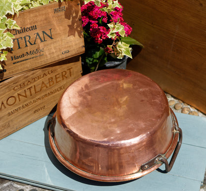 1930s ~ French Vintage COPPER Artisanal Pot ~ Antique French Roll Top Rim Copper Pan ~ Cuivre Jam Pan ~ Confiture Pan ~ Decorative Pot