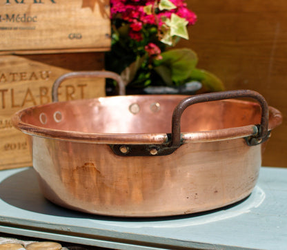 1930s ~ French Vintage COPPER Artisanal Pot ~ Antique French Roll Top Rim Copper Pan ~ Cuivre Jam Pan ~ Confiture Pan ~ Decorative Pot