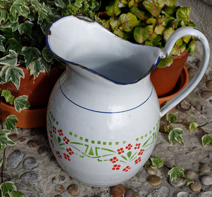 French Enamel Floral Pitcher