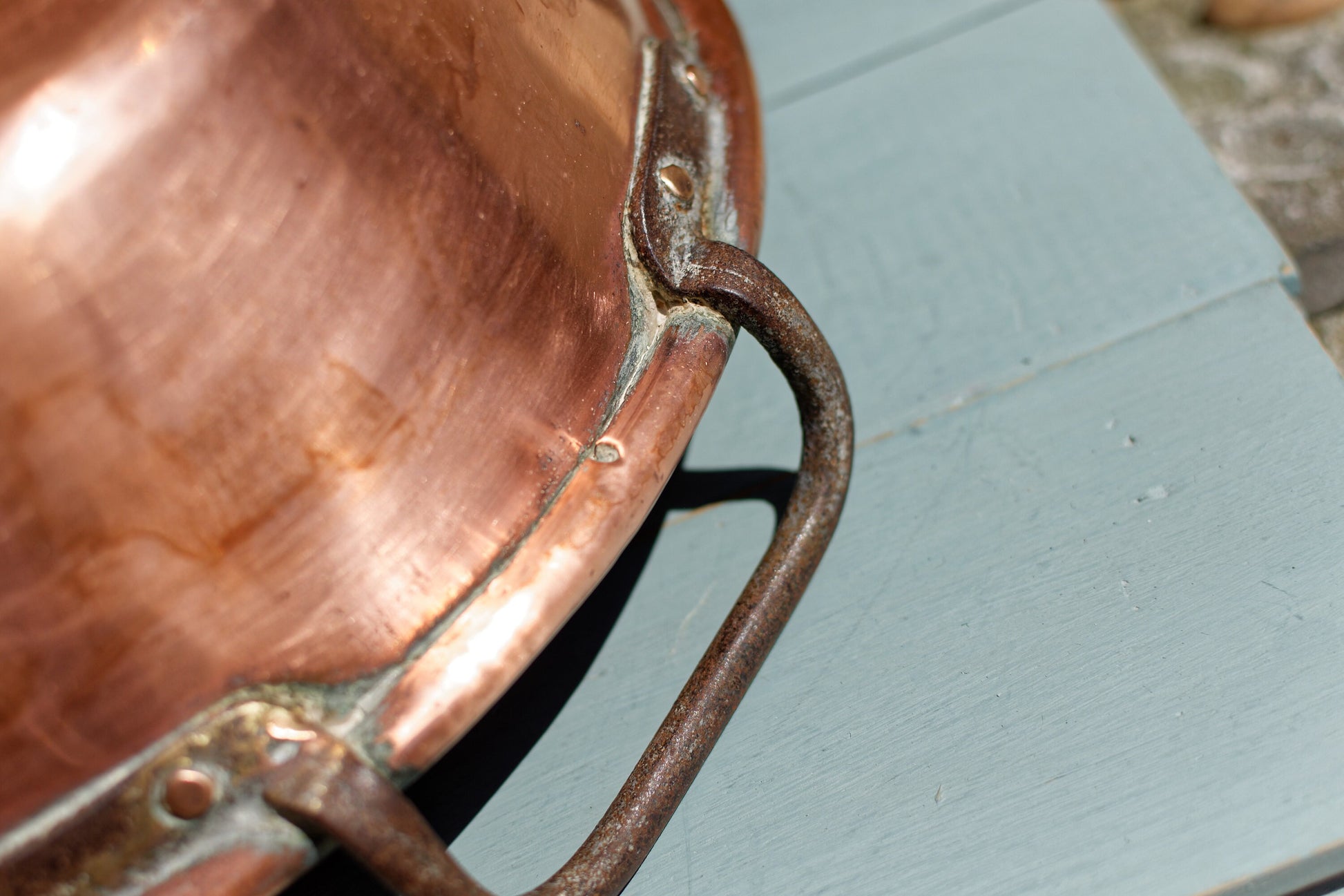 1930s ~ French Vintage COPPER Artisanal Pot ~ Antique French Roll Top Rim Copper Pan ~ Cuivre Jam Pan ~ Confiture Pan ~ Decorative Pot