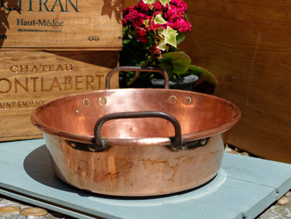 1930s ~ French Vintage COPPER Artisanal Pot ~ Antique French Roll Top Rim Copper Pan ~ Cuivre Jam Pan ~ Confiture Pan ~ Decorative Pot