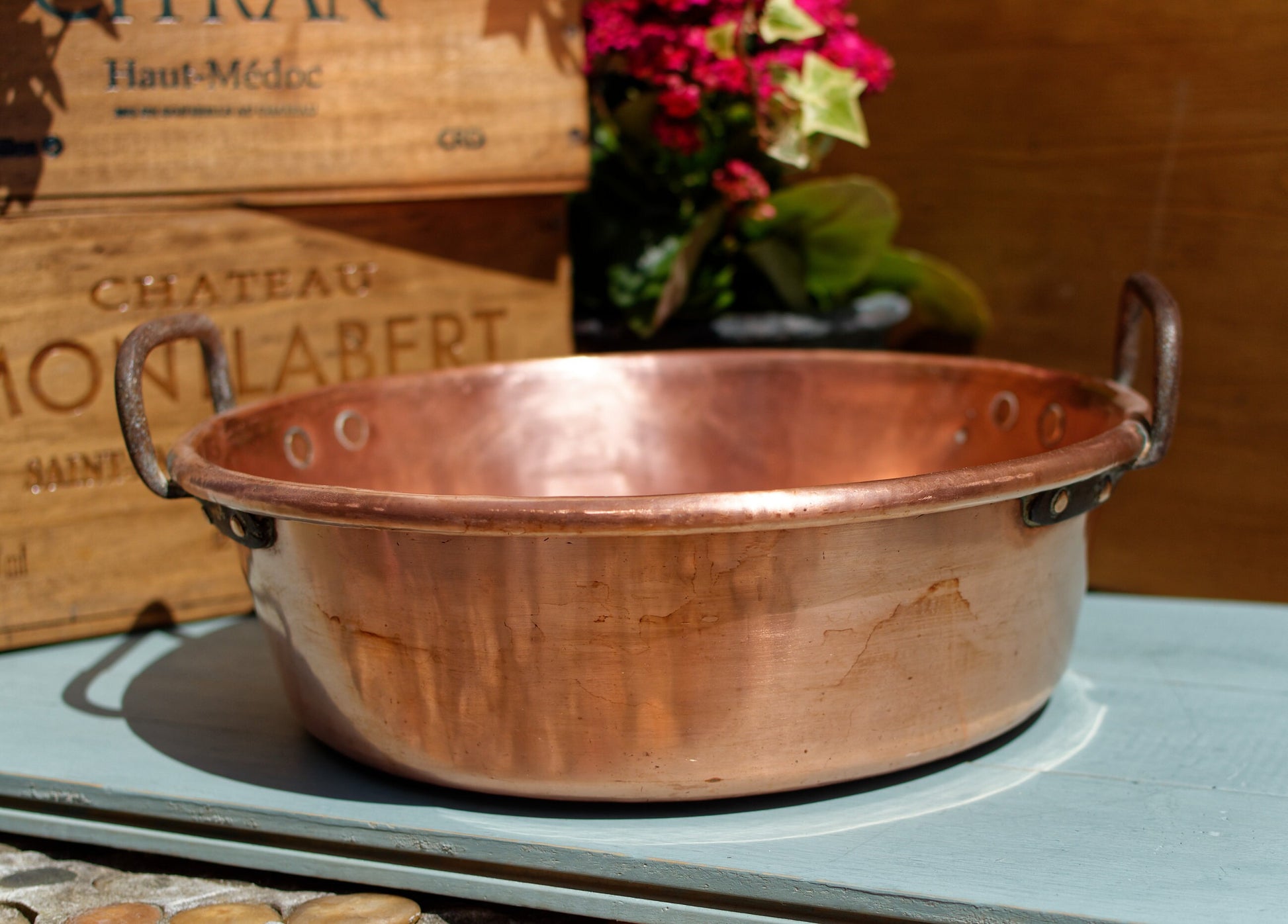 1930s ~ French Vintage COPPER Artisanal Pot ~ Antique French Roll Top Rim Copper Pan ~ Cuivre Jam Pan ~ Confiture Pan ~ Decorative Pot