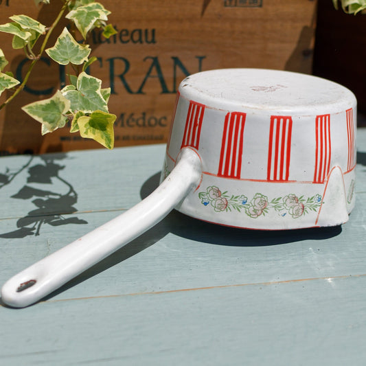 French Enamel Saucepan Collective BB Freres Rose Garland Pattern