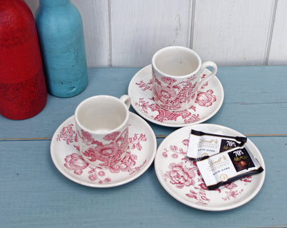 English Ironstone Red China Cup Saucer Crown Devon Fieldings Staffordshire England Acid Resistance